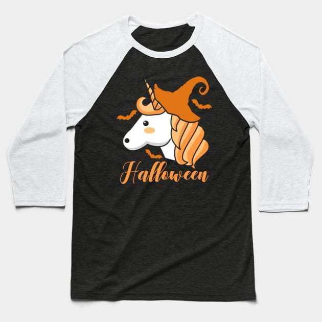 Halloween Unicorn Baseball T-Shirt by Xizin Gao